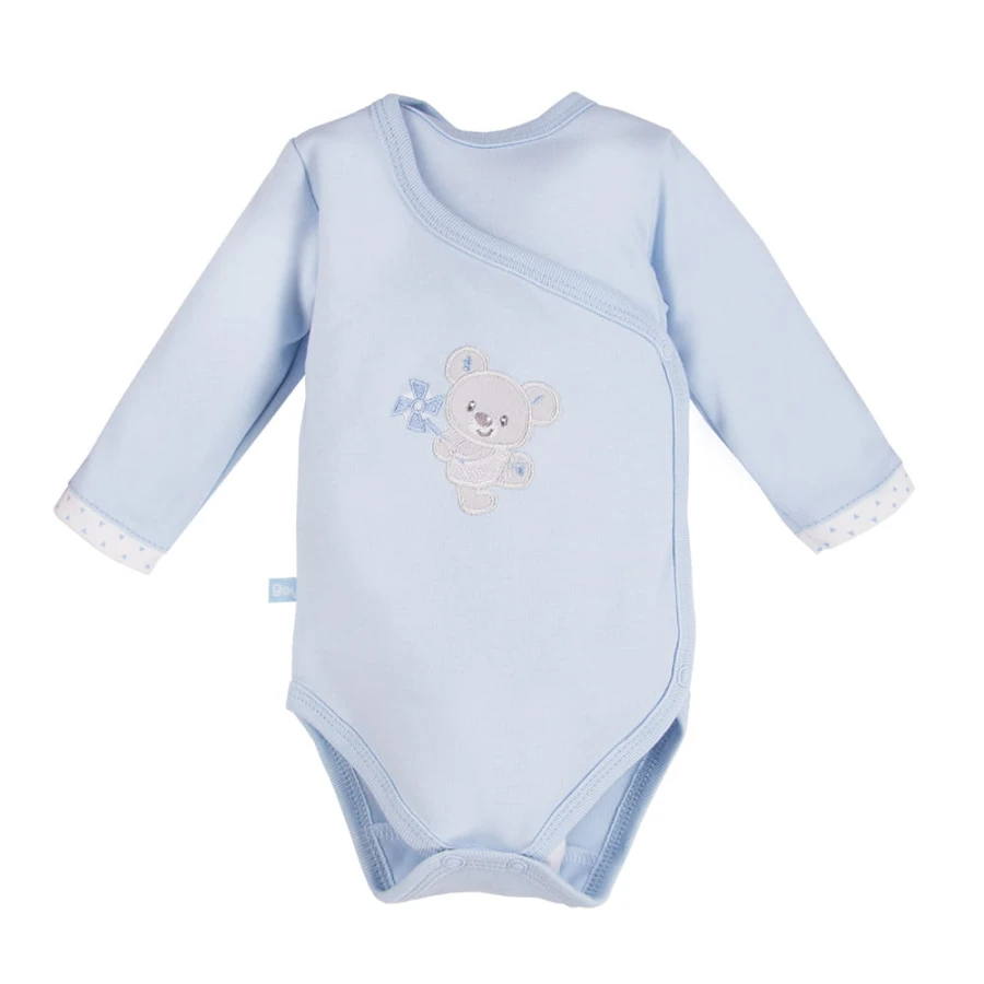Body zavinovací s dlouhým rukávem NEWBORN modré
