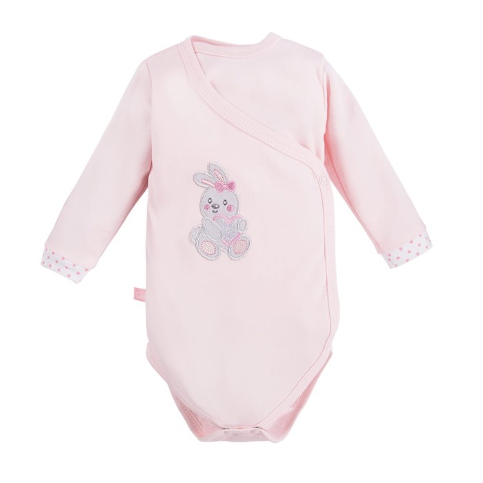 Body zavinovací s dlouhým rukávem NEWBORN růžové
