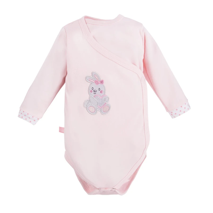 Body zavinovací s dlouhým rukávem NEWBORN růžové