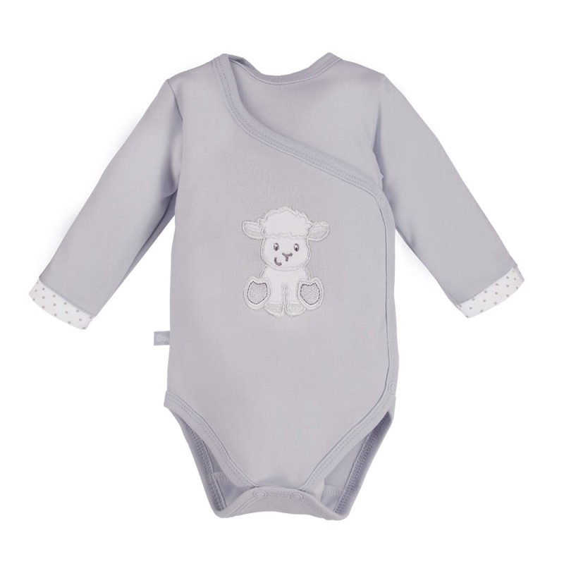 Body zavinovací s dlouhým rukávem NEWBORN šedé