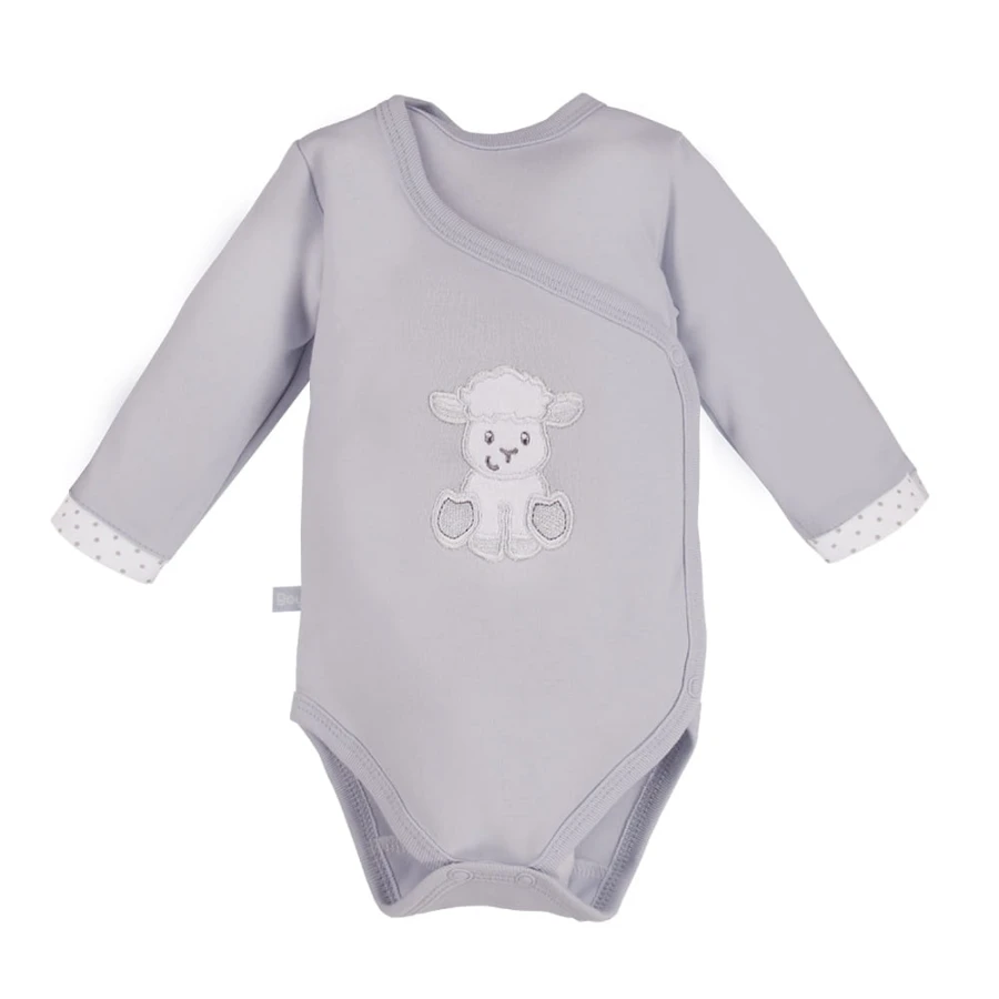 Body zavinovací s dlouhým rukávem NEWBORN šedé
