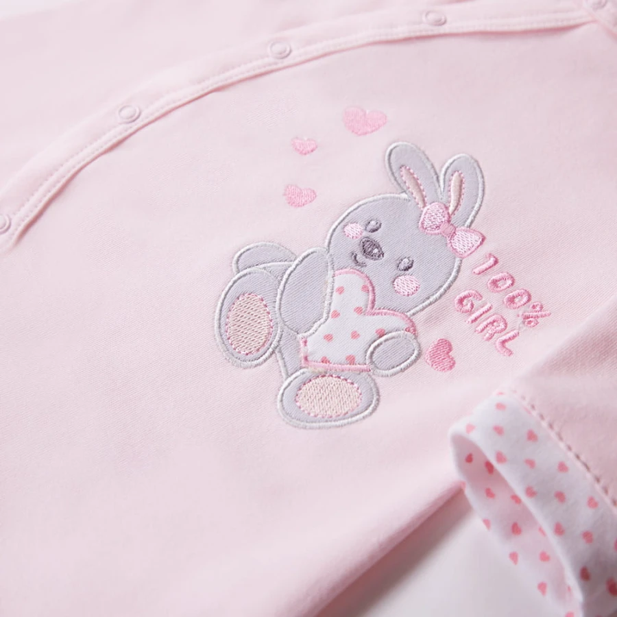 Sleepsuit bunny pink