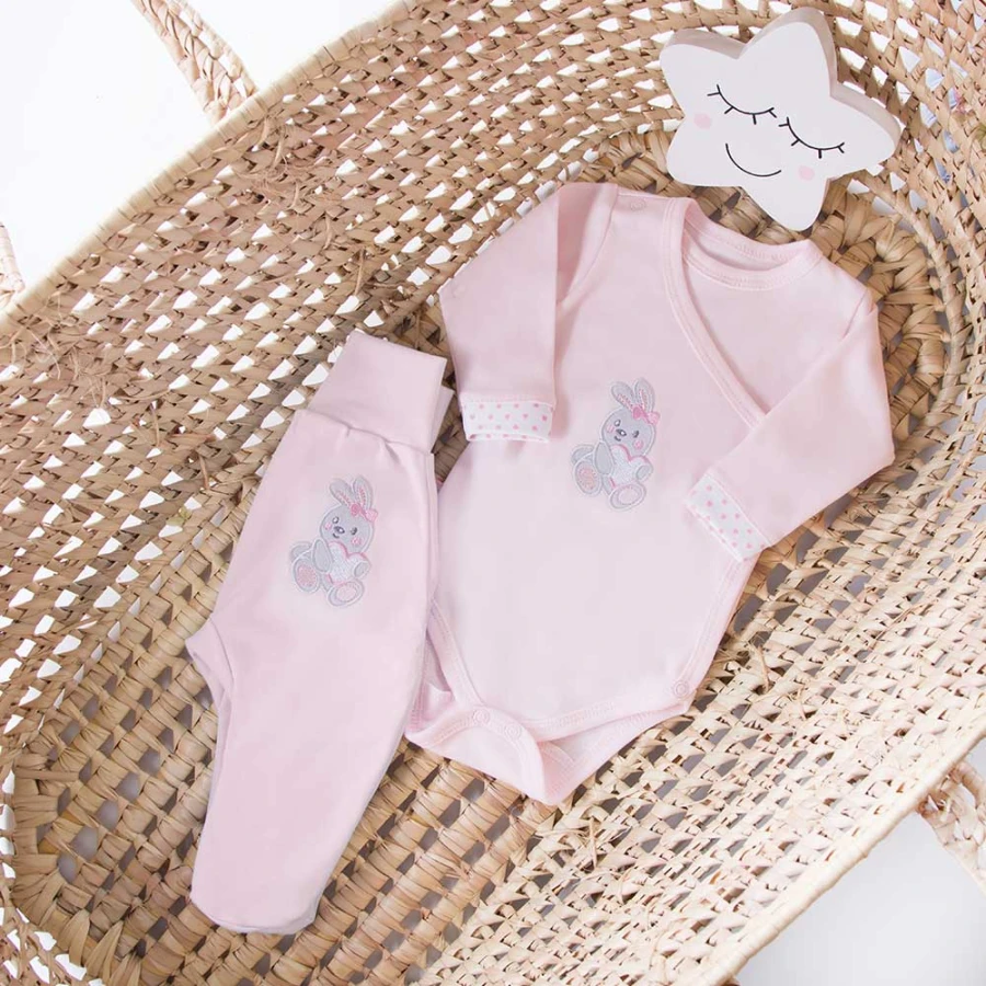 Joggers with feet bunny pink
