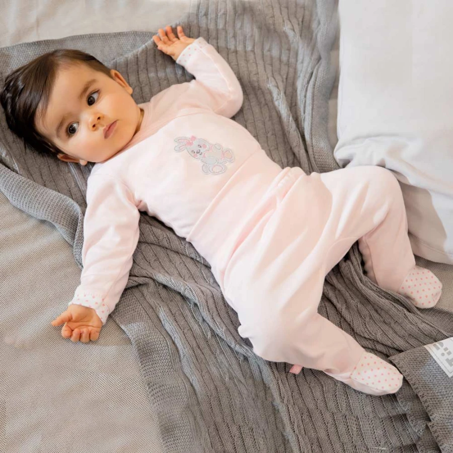 Joggers with feet bunny pink