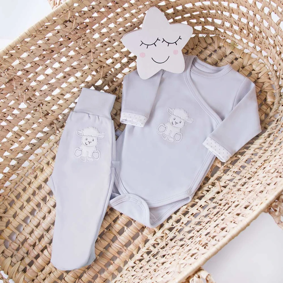 Joggers with feet sheep gray