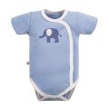 Kopertowe body niemowlęce niebieskie ze słonikiem krótki rękaw