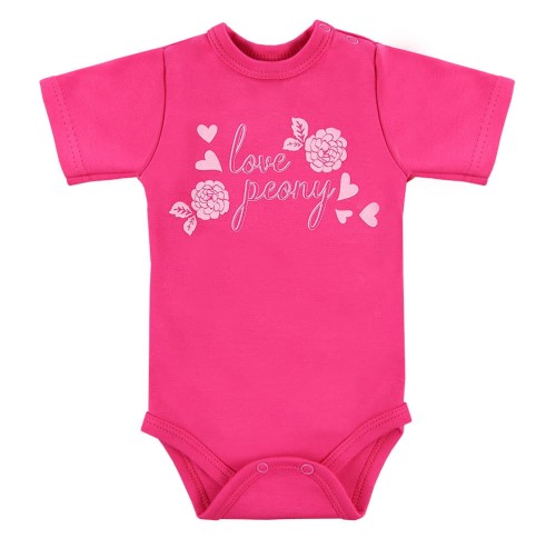 Dívčí body s krátkým rukávem PEONY růžové