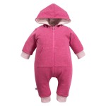 Children’s Hooded Overall with "BONJOUR" Print – Burgundy