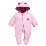 Hooded baby pramsuit dark pink