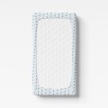 Jersey fitted sheet with flowers blue with stars