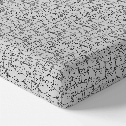 Jersey prostěradlo 120x60 šedé s medvídky