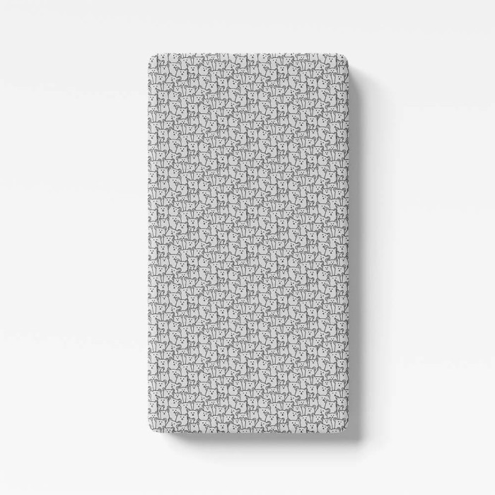 Jersey fitted sheet with bears gray