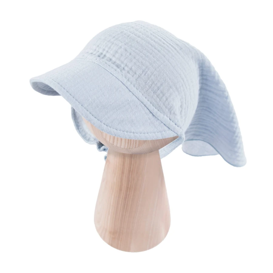 Muslin hat with elastic light blue