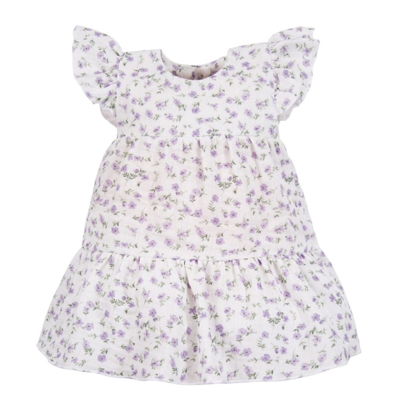 sukienka muślinowa dziecięca w kwiatuszki ecru
