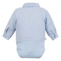 Muslin shirt-style bodysuit with collar and buttons light blue