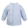 Blue muslin shirt with mandarin collar