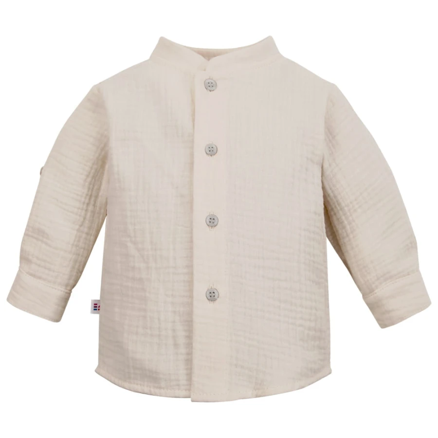 Beige muslin shirt with mandarin collar