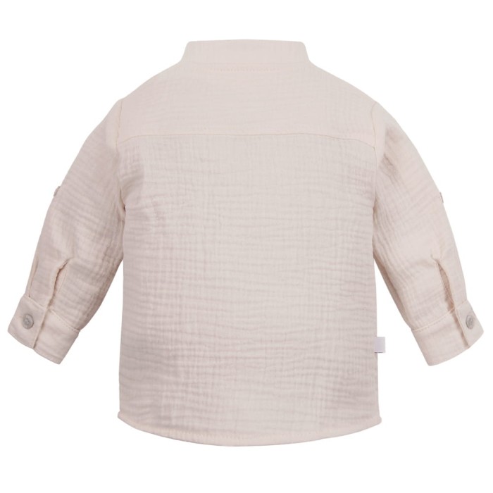 Beige muslin shirt with mandarin collar
