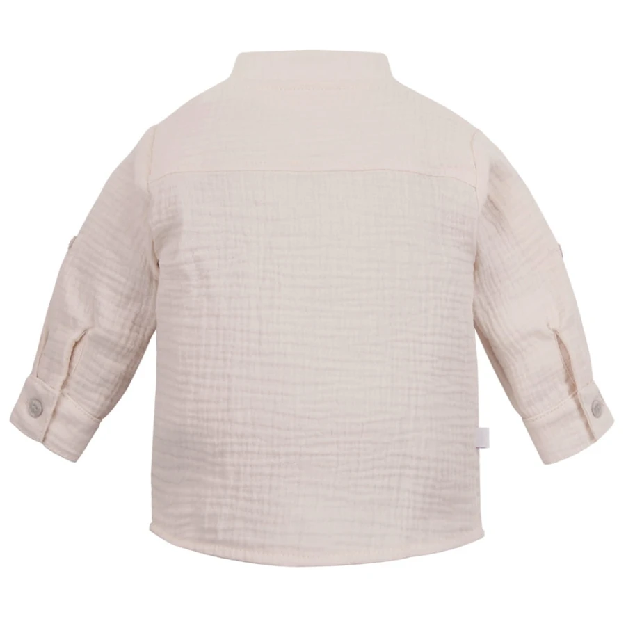 Beige muslin shirt with mandarin collar