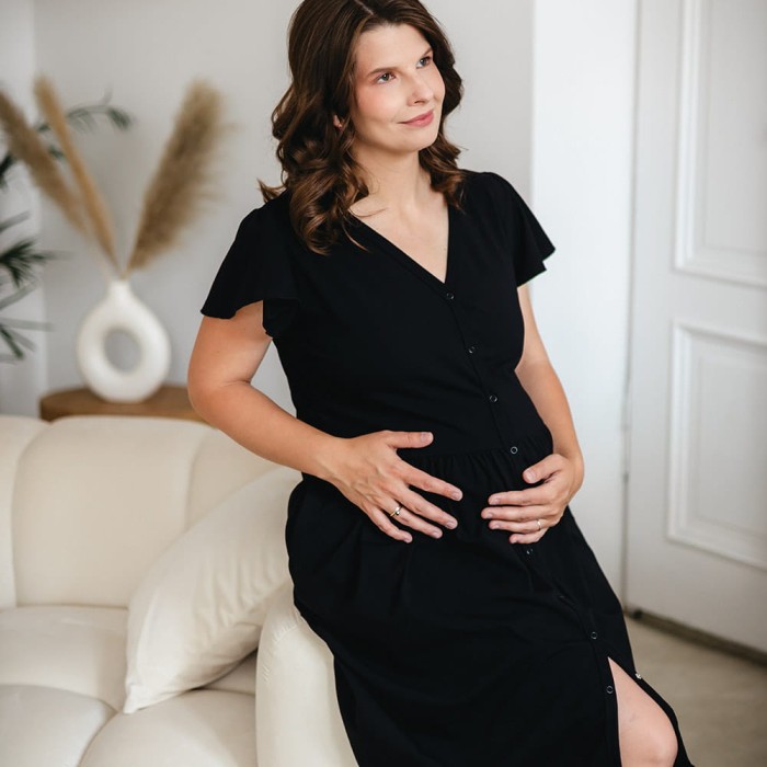 Těhotenská košile Linda na knoflíky černá