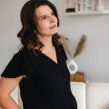 Linda maternity and nursing dress with buttons black