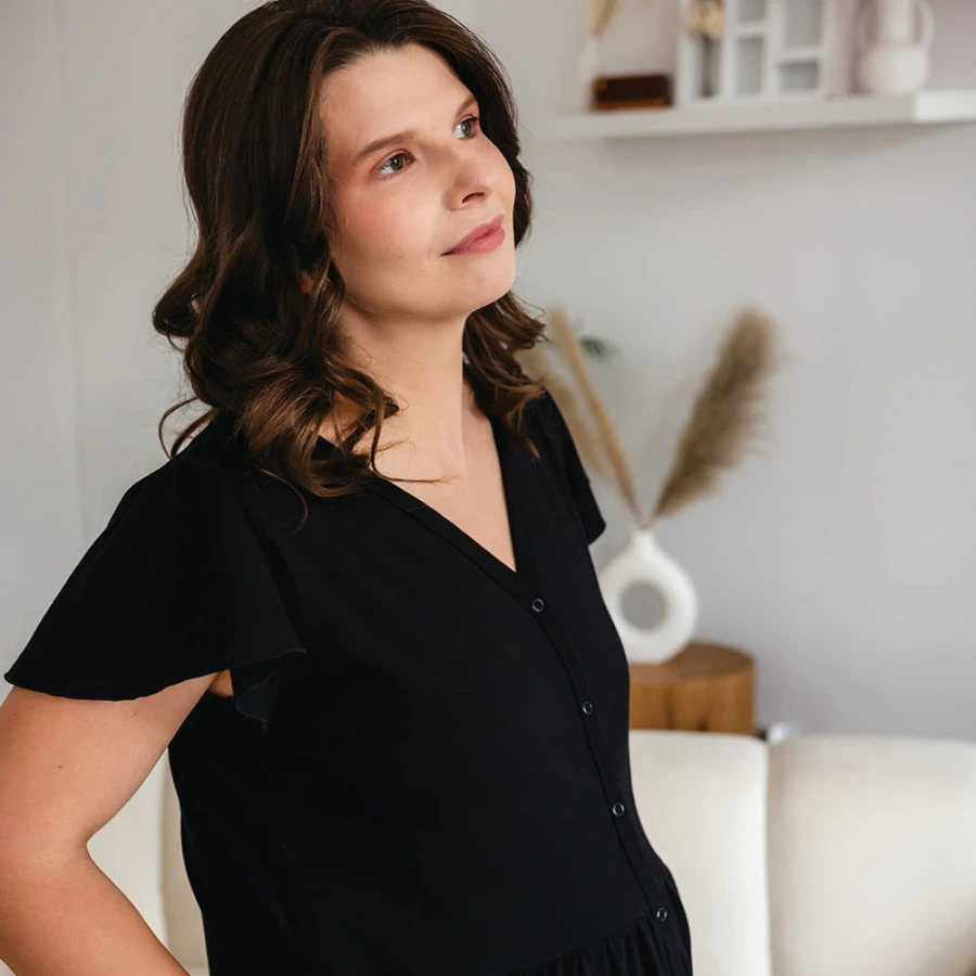 Těhotenská košile Linda na knoflíky černá