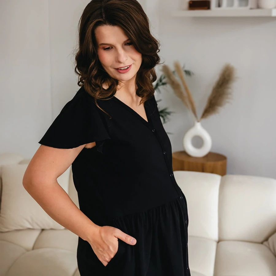 Těhotenská košile Linda na knoflíky černá