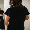 Linda maternity and nursing dress with buttons black