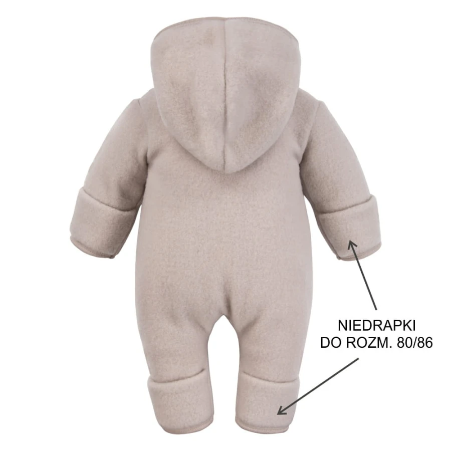 Beige children's overall made of merino wool fleece