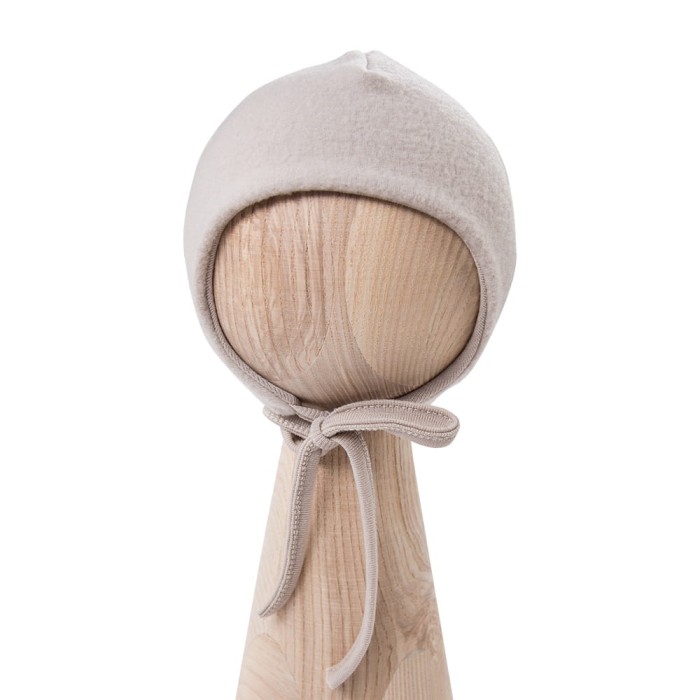 Czapka niemowlęca merino beżowa wiązana