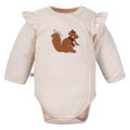 Ecru baby cardigan bodysuit with squirrel