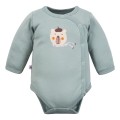 Baby wrap bodysuit sage green with bear