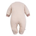 Ecru baby romper with teddy bear embroidery