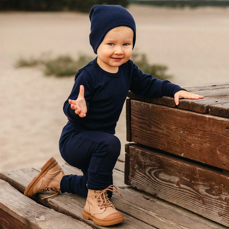 Navy merino wool baby leggings