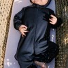 Navy blue baby sleepsuit made of merino wool