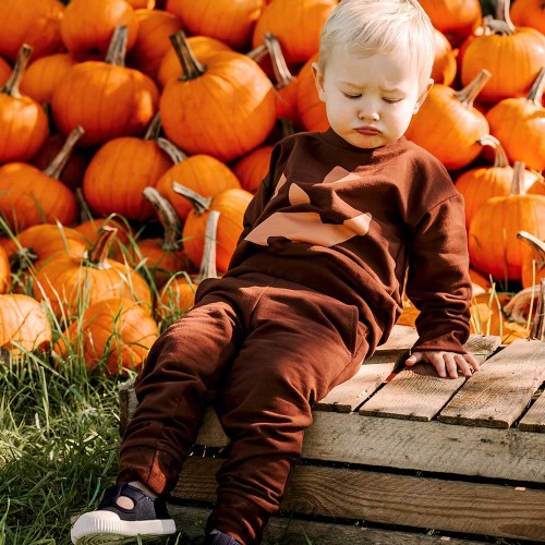 Dětská čokoládová tepláková souprava s obličejem