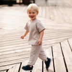 Béžové dětské teplákové kalhoty s kapsami – kolekce Simply Comfy