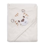 Baby hooded towel ecru with tiger