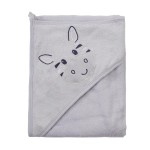 Baby hooded towel light gray with zebra