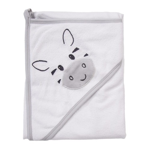 Baby hooded towel white with zebra
