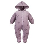 Kojenecký overal na zip s kapucí vřesový s mašličkami