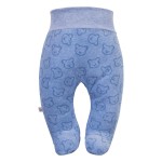 Kojenecké polodupačky z veluru modré s medvídky