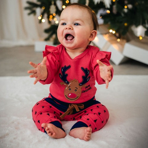 Christmas Raspberry Cotton Set – Hi Reindeer Collection
