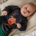 Christmas Green Cotton Set with Reindeer Embroidery – Hi Reindeer Collection