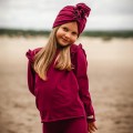 Burgundy cotton blouse with ruffles on shoulders
