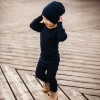 Navy blue baby hat made of merino wool