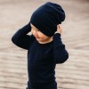 Navy blue baby hat made of merino wool