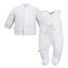 White velour baby set with duck embroidery