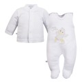 White velour baby set with duck embroidery