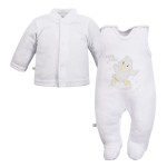 White velour baby set with duck embroidery